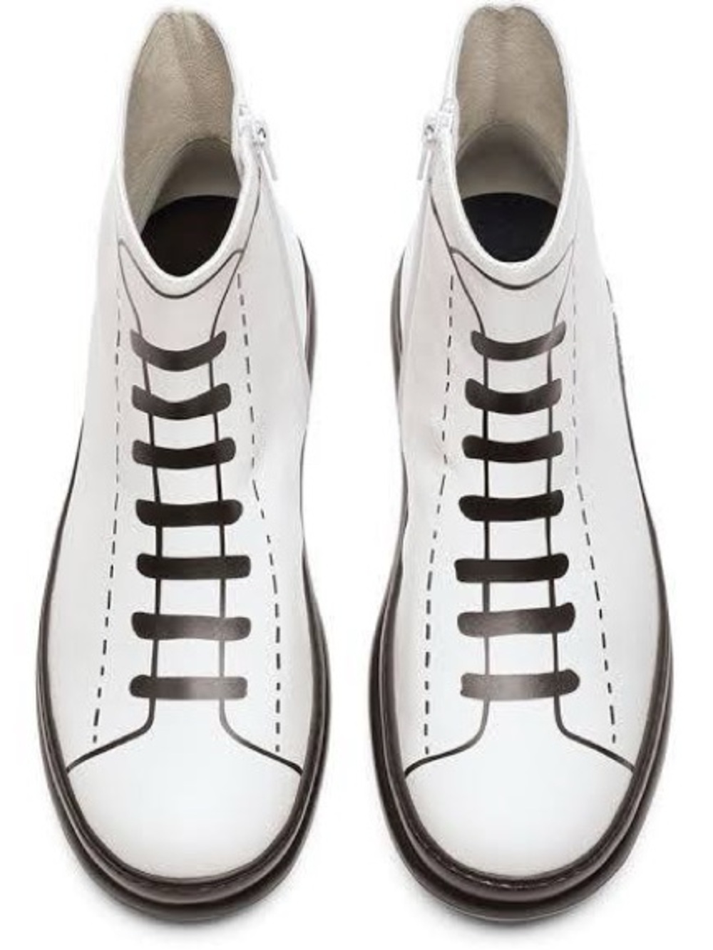 Camper White Ankle Boots with Trompe L’Oeil Graphic Print Brand New